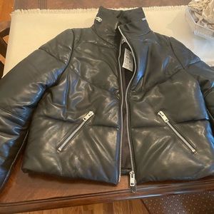 Walter Baker Edwina cropped leather puffer jacket